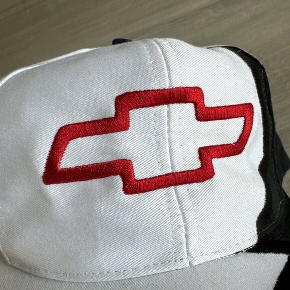 Vintage Chevrolet Shark‎ Tooth Strapback Hat Chevy Baseball Cap 90s White Black - Picture 5 of 12